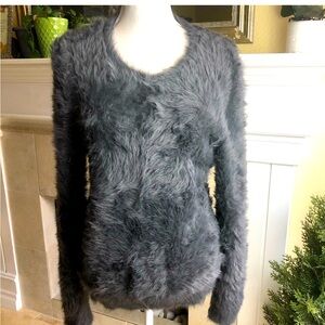 Banana Republic eyelash yarn grey crystal pullover